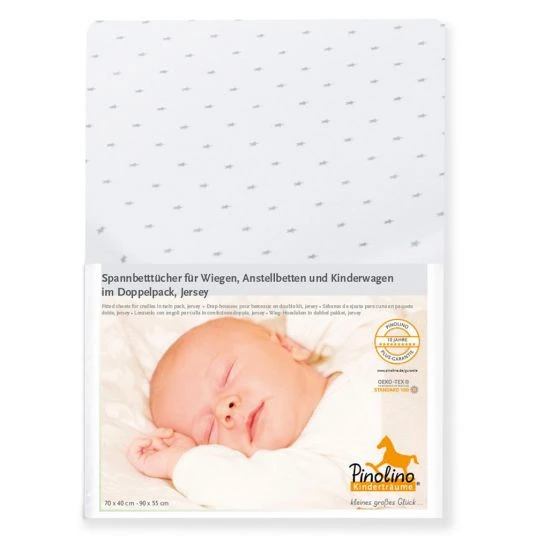 Pinolino Spannbetttuch für Beistellbett & Wiege - 2er Pack 40 x 70 / 55 x 90 cm - Sternchen - Grau 1 Pinolino Spannbetttuch für Beistellbett & Wiege - 2er Pack 40 x 70 / 55 x 90 cm - Sternchen - Grau