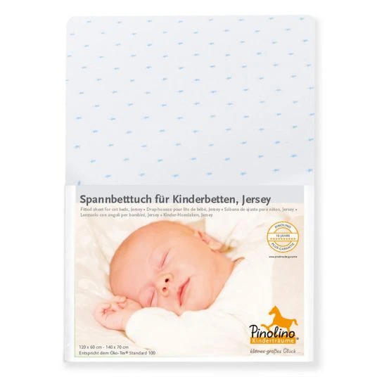 Pinolino Spannbetttuch für Kinderbett - 2er Pack 60 x 120 / 70 x 140 cm - Sternchen - Hellblau 1 Pinolino Spannbetttuch für Kinderbett - 2er Pack 60 x 120 / 70 x 140 cm - Sternchen - Hellblau