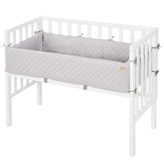 Roba 2in1 Beistellbett, Bank & Matratze & Nestchen Roba Style - Silbergrau - Weiß 1 Roba 2in1 Beistellbett, Bank & Matratze & Nestchen Roba Style - Silbergrau - Weiß