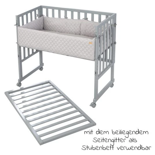 Roba 3in1 Stubenbett, Beistellbett, Bank & Matratze & Nestchen Roba Style - Silbergrau - Taupe 4 Roba 3in1 Stubenbett, Beistellbett, Bank & Matratze & Nestchen Roba Style - Silbergrau - Taupe – Bild 4