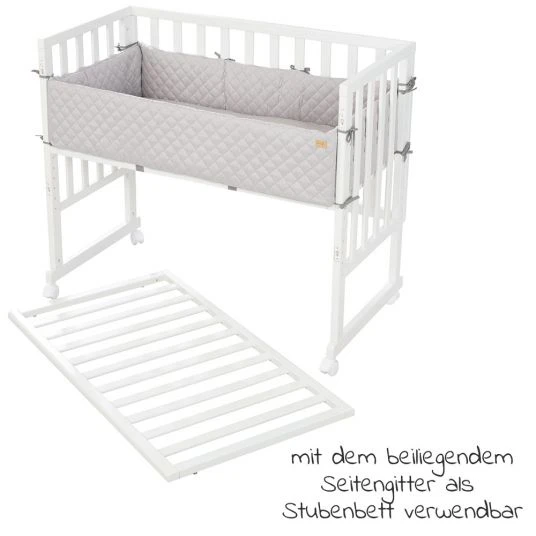 Roba 3in1 Stubenbett, Beistellbett, Bank & Matratze & Nestchen Roba Style - Silbergrau - Weiß 4 Roba 3in1 Stubenbett, Beistellbett, Bank & Matratze & Nestchen Roba Style - Silbergrau - Weiß – Bild 4