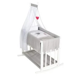 Roba 4in1 Stubenbett, Beistellbett, Wiege und Bank & Textile-Ausstattung - Adam & Eule - Weiß