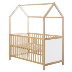 Roba Babybett und Kinderbett in Hausoptik 70 x 140 cm - Natur Weiß