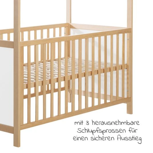 Roba Babybett und Kinderbett in Hausoptik 70 x 140 cm - Natur Weiß 4 Roba Babybett und Kinderbett in Hausoptik 70 x 140 cm - Natur Weiß – Bild 4