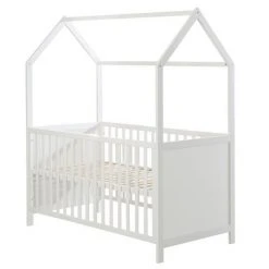 Roba Babybett und Kinderbett in Hausoptik 70 x 140 cm - Weiß