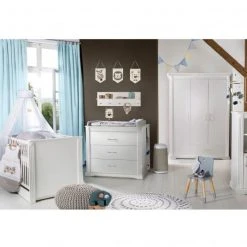 Roba Kinderzimmer Marie mit 3-türigem Schrank, Bett, Wickelkommode - Weiß