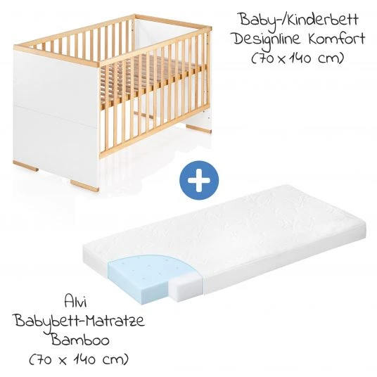 Schardt 7-tlg. Kinderbett & Matratze Bamboo, Steppbett 100x135+40x60, 2x Bettlaken, Einlage 70 x 140 cm - Natur Weiß 2 Schardt 7-tlg. Kinderbett & Matratze Bamboo, Steppbett 100x135+40x60, 2x Bettlaken, Einlage 70 x 140 cm - Natur Weiß – Bild 2