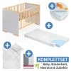 Schardt 7-tlg. Kinderbett Set & Matratze Bamboo, Steppbett 100x135+40x60, 2x Bettlaken, Einlage 70 x 140 cm - Natur Grau