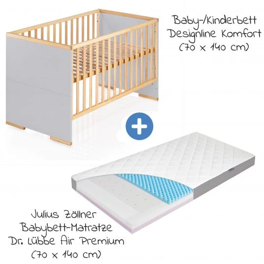 Schardt 7-tlg. Kinderbett Set & Matratze Dr. Lübbe Air, Steppbett 100x135+40x60, 2x Bettlaken, Einlage 70 x 140 cm - Natur Grau 2 Schardt 7-tlg. Kinderbett Set & Matratze Dr. Lübbe Air, Steppbett 100x135+40x60, 2x Bettlaken, Einlage 70 x 140 cm - Natur Grau – Bild 2