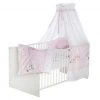 Schardt Baby-Komplettbett-Set Classic-Line inkl. Bettwäsche, Himmel, Nestchen & Matratze Weiß 70 x 140 cm - Birdy - Rosa