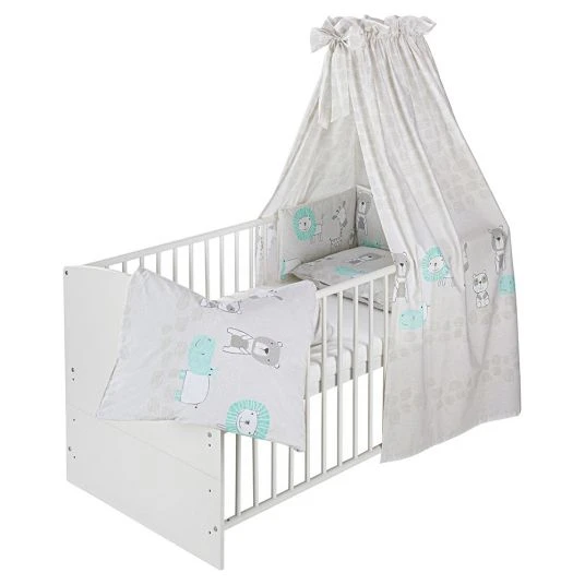Schardt Baby-Komplettbett-Set Classic-Line inkl. Bettwäsche, Himmel, Nestchen & Matratze Weiß 70 x 140 cm - Exklusiv Design Wallis - Grau 1 Schardt Baby-Komplettbett-Set Classic-Line inkl. Bettwäsche, Himmel, Nestchen & Matratze Weiß 70 x 140 cm - Exklusiv Design Wallis - Grau