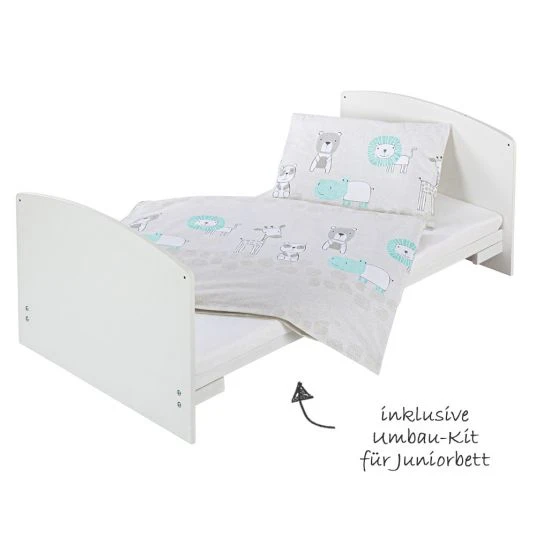 Schardt Baby-Komplettbett-Set Classic-Line inkl. Bettwäsche, Himmel, Nestchen & Matratze Weiß 70 x 140 cm - Exklusiv Design Wallis - Grau 4 Schardt Baby-Komplettbett-Set Classic-Line inkl. Bettwäsche, Himmel, Nestchen & Matratze Weiß 70 x 140 cm - Exklusiv Design Wallis - Grau – Bild 4