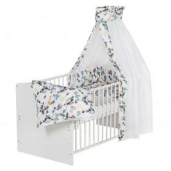 Schardt Babybett-Komplett-Set Classic-Line inkl. Bettwäsche, Himmel, Nestchen & Matratze Weiß 70 x 140 cm - Jungle - Kollektion 2022