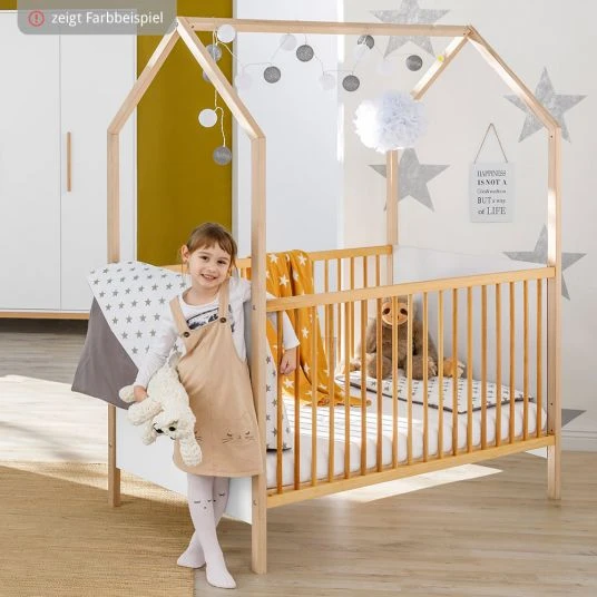 Schardt Kombi-Kinderbett Hausbett Venice Buche teilmassiv, geölt 70 x 140 cm - Natur Weiß 2 Schardt Kombi-Kinderbett Hausbett Venice Buche teilmassiv, geölt 70 x 140 cm - Natur Weiß – Bild 2