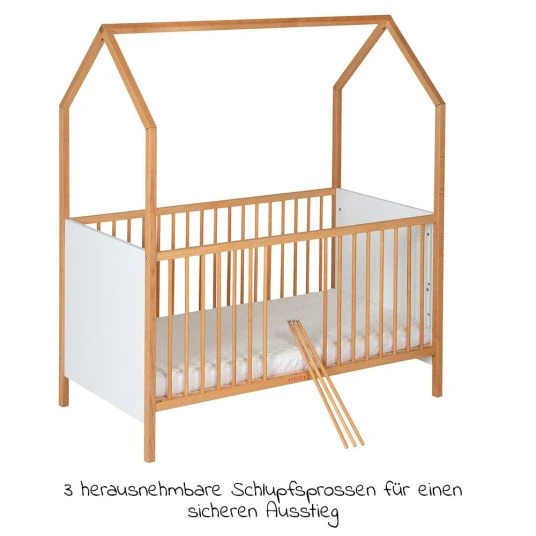 Schardt Kombi-Kinderbett Hausbett Venice Buche teilmassiv, geölt 70 x 140 cm - Natur Weiß 5 Schardt Kombi-Kinderbett Hausbett Venice Buche teilmassiv, geölt 70 x 140 cm - Natur Weiß – Bild 5