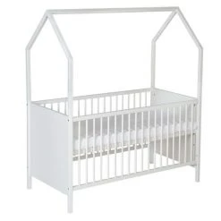 Schardt Kombi-Kinderbett Hausbett Venice Buche teilmassiv, lackiert 70 x 140 cm - Weiß